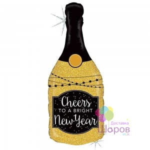 Шар Фигура "Бутылка Шампанского Cheers New Year" Металлик