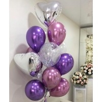 Букет из гелиевых шаров «Сердца с хромом»