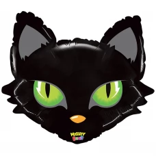 Шар Фигура "Голова, Зеленоглазая Кошка" Черная